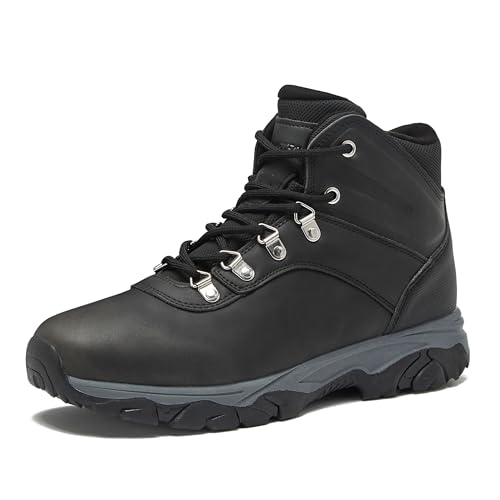 HI-TEC Aspen Mid Waterproof Men's Hiking Boots - Black or Brown, Medium or Wide Lightweight Outdoor Trekking Shoes - Black, 8.5 Wide