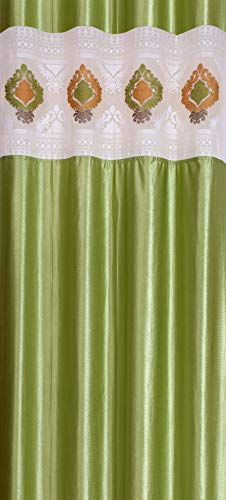 Image of LaVichitra Polyester Long Door Curtain with Designer Net (9ft, Green) -1 Piece