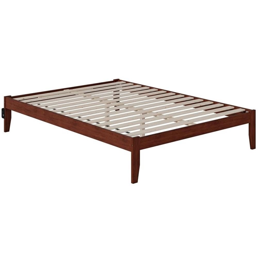 AFI Colorado Queen Size Platform Bed with Charging Station in Walnut