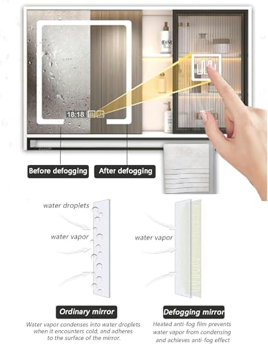 Espejo de tocador de baño con botiquín inteligente para un hogar moderno 4