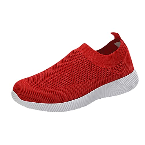 huichang 2022 Women's Spring And Summer Running Shoes Large Outdoor Walking Flying Waving Mesh Sneakers Shoes Women 990 (Red, 5.5)