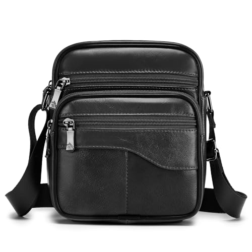 BAGZY Sacoche Homme Bandouliere Sacoche Homme Cuir Veritable Petit Sac Bandoulière Homme Sac Porté Epaule Sacs Business Sacs à Dos Porté Travers Pochettes...
