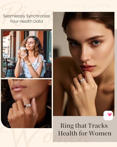 Image of Fvtga Smart Ring for Women Men, Health Tracker with Digital Charging Case, 24 /7 Heart Rate SpO2 Sleep Stress Monitoring, IP68 Waterproof Fitness Ring, No Subscription Fee, iOS Android(Silver, 10)