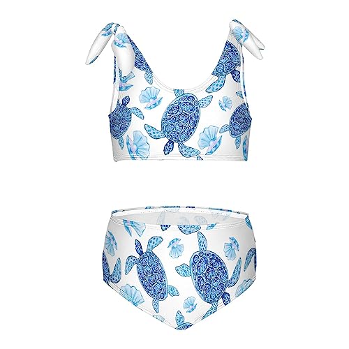 Image of CaTaKu Girls Swimsuits Two Piece Swimwear Cute Bikini Set Tankini Hawaiian Beach Sport Bathing Suit for Girls Size 3-12T