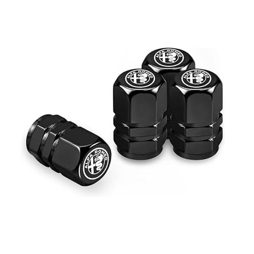 4 Pezzi Tappini Gomme Auto, Tappi Pneumatici Auto per Alfa Romeo Giulia Stelvio Giulietta 156 159 147 Mito, Tappi per Valvole Pneumatici Resistenti alla Corrosione