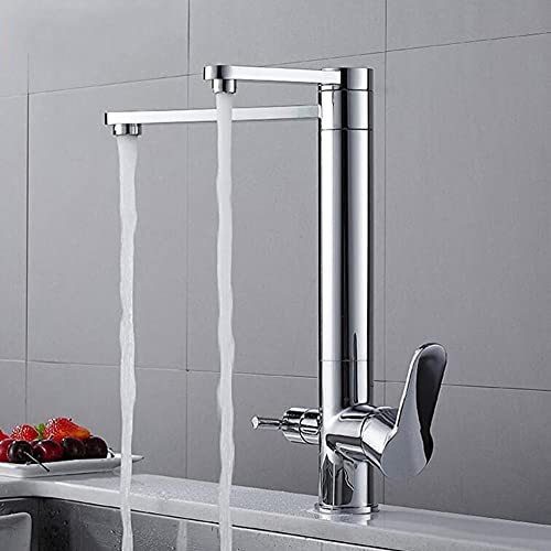 Grifo de cocina de latón de 3 vías para agua potable y fregaderos modernos con rotación completa 2