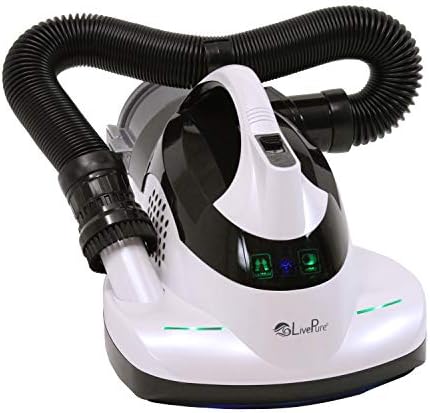 LivePure - Ultramite Handheld HEPA Filter Vacuum & Fabric Sanitizer - Dual Motor Brush, UVC Light, And Anti- Allergen Filter To Remove Dust Mites, Bacteria, Viruses