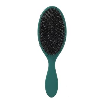 Pure Boar Bristle Hair Brush with Cushion Massage - Natural Scalp Cleansing & Volumizing for Shiny, Anti-Static Hair - Air Cushion Brush for Detangling & Healthy Growth Green