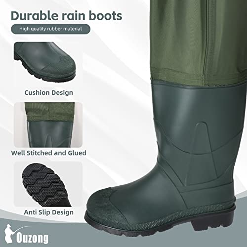 Kids Chest Waders for Toddler Children Waterproof Youth Fishing Waders for Boys Girls Neoprene Hunting Waders with Insulated Boots(Green,12-13T)