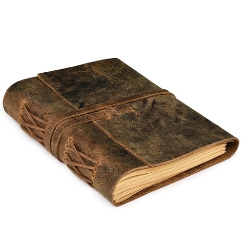 Journal ligné avec reliure en cuir marron A4 pour homme et femme