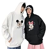 [DAKOU] ディズニートパーカー ペアルック ミッキーとミニー 親子装 MS3-16 ご家族のお揃い レディース メンズ ディズニー かわいい 男女兼用 長袖 秋服 冬服 優しい肌触り (140, ホワイト、長袖/ミニー)