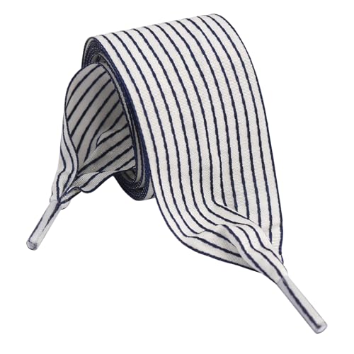 1.57 Inch Wide Ribbon Shoelaces Nylon Striped Flat Shoe Laces Fashion Satin Laces for Sneakers Boots