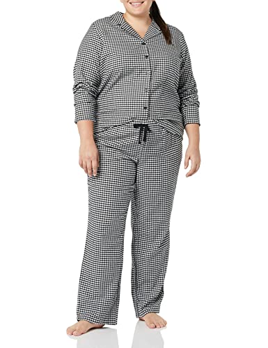 Image of Amazon Essentials Women's Flannel Long-Sleeve Button Front Shirt and Pant Pajama Set