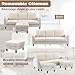 Siiejia Convertible Sectional Couches for Living Room, L-Shaped Couch 3 Seats Sofas with Storage Chaise & 2 Cup Holders, Small Sofa for Apartment, Compact Spaces, Beige