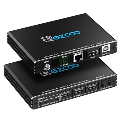 ROFAVEZCO Extensor KVM HDMI 4K USB sin comprimir 4K 60Hz HDR individual sobre Cat5e/6 hasta 300 pies, 3 puertos USB 2.0 Hub POE+RS232+EDID+audio estéreo de 3.5 mm y micrófono, EX70H2KVM | Ya disponible en tu tienda friki favorita! En mundofriki.es!
