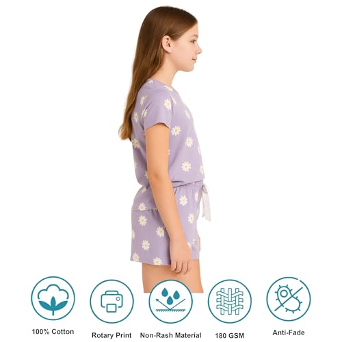 Image of Hestia | H.NSG.N.1 | Kids Girls Nightwear | Sleepwear | Cotton |Trouser Full Sleeves Tshirt | Elastic Waist |Night Dress with Pyjama Tshirts for Girls|All Over Horse Printed |Blue Color 4-6Yrs |Set 1