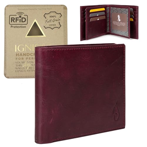 Genuine Leather Double fold Burgundy Fourfold Wallet for Men RFID Blocking - Gifts for Him (Essential Spinel)4