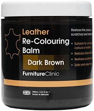 Furniture Clinic Leather Recolouring Balm - Leather Colour Restorer for Sofas, Leather Colour Repair for Faded & Scratched Leather Upholstery, Car Seats, Shoes and Clothing - 16 Colours (Black)