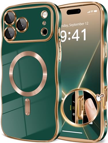 Coque iPhone 17 Pro 2025 antichoc verte avec anneau magnétique intégré