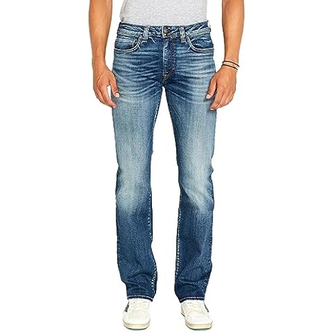 Buffalo David Bitton Men's Relaxed Straight Driven Jeans, Authentic and Sanded Indigo, 33W x 30L Cover