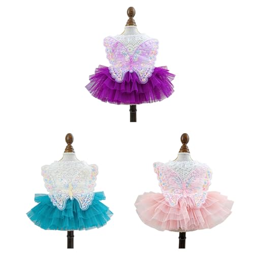 Disfraz vintage para perros vestido de tul mariposa azul XL miniatura 4