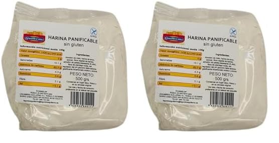 Guillermo | Harina panificable SIN GLUTEN - 500 g. | Para personas celíacas | 100% vegana | Libre de alérgenos | Perfecta para pan o repostería (Paquete de 2)