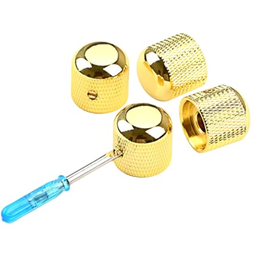 ERINGOGO 4個金属製ギターノブ ポテンショメータキャップ エレキギター エレキベース用 ロータリーコントノブ 滑り止め加工 明確なスケール付き
