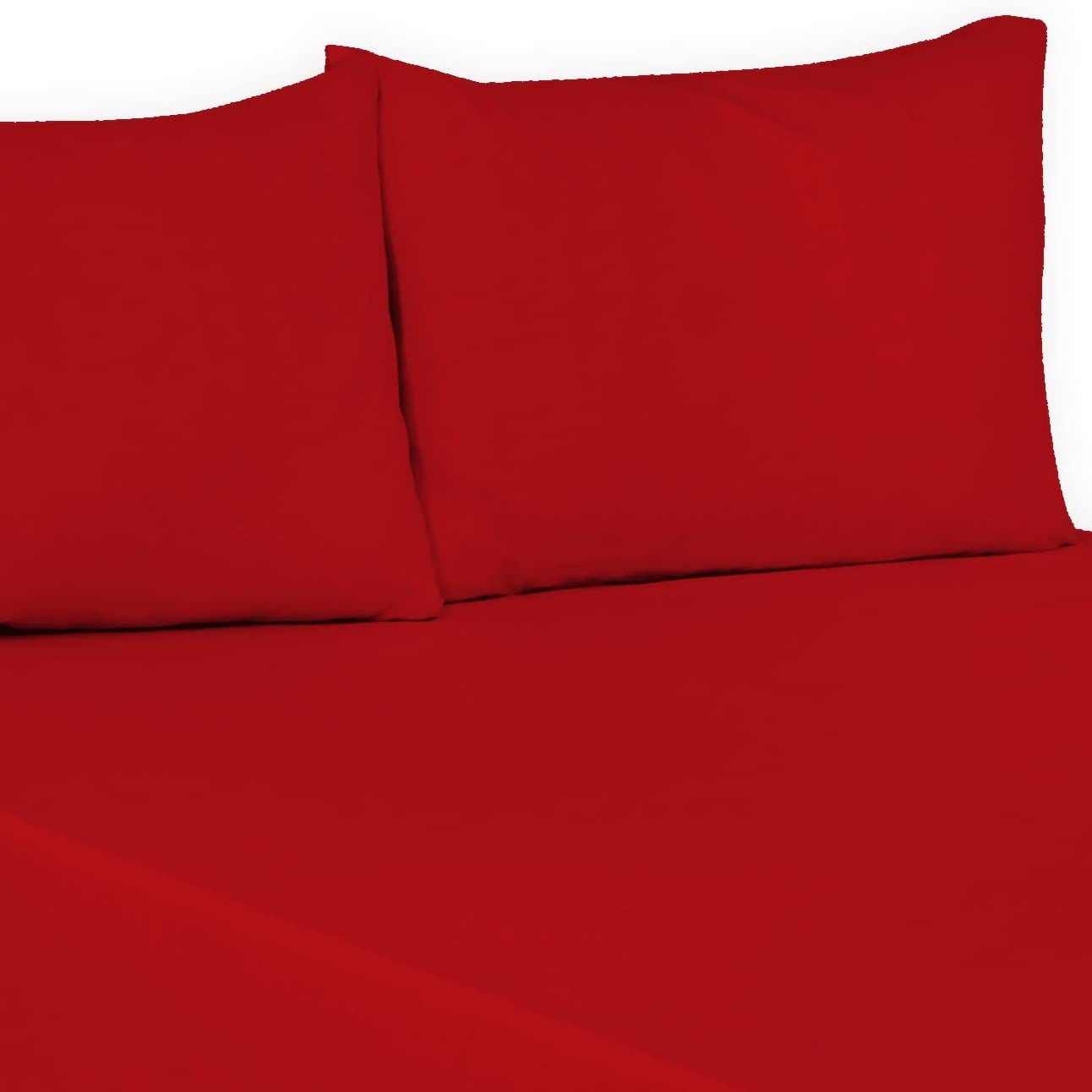 Polycotton Plain Dyed Flat Bed Sheets Luxury Quality Soft Easy Care Flat sheets in Single, Double, King, Super King size (Red, Single: (178cm x 250cm) Approx.)