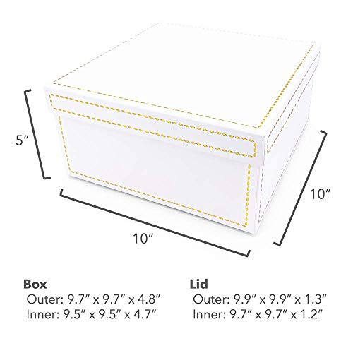 Oxfrd & Comma Luxury Gift Box, White With Gold Stitching, Large Square #TOP5