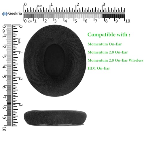 Geekria Comfort Velour Replacement Ear Pads para Sennheiser Momentum On-Ear, Momentum 2.0 On-Ear (No compatible con 2.0 Over-Ear) Cojines para Auriculares (Negro) miniatura 6