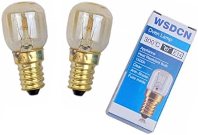 2 Pack, Fulfilled by Amazon, WSDCN E14 T25 25W 120V 120 Volt 125V 110V~130V Oven Light Bulb Heat Resistant Bulb 300'C