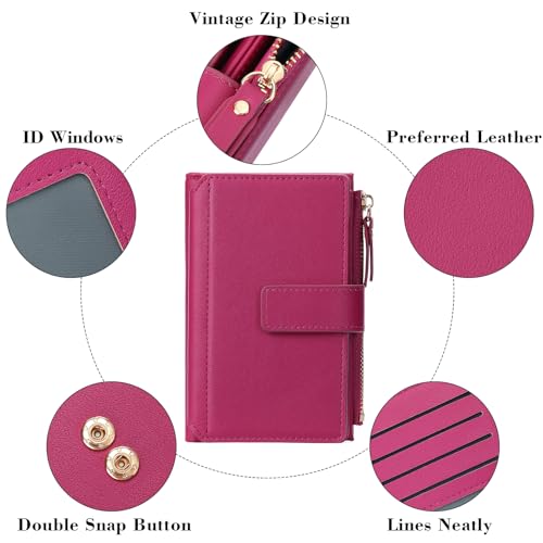 Image of Women's Wallet Ladies Travel Card Wallet Trifold Veagan Leather