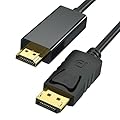 DisplayPort to HDMI Cable 6ft, 4K DP to HDMI Cable Adapter, Uni-Directional DP 1.2 to HDMI 1.4 Cables Compatible with PC TV Monitor Projector Laptop Dell HP and More