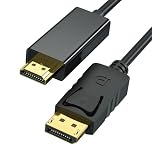DisplayPort to HDMI Cable 1.8M, 4K DP to HDMI Cable Adapter, Uni-Directional DP 1.2 to HDMI 1.4 Compatible with PC TV Monitor Projector Laptop Dell HP and More