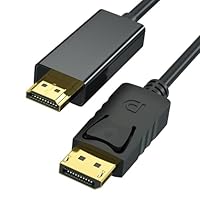 DisplayPort auf HDMI Kabel 1,8 m, 4K DP zu HDMI Kabeladapter, Unidirektionales DP 1.2 zu HDMI 1.4 Kabel, Kompatibel mit PC, TV, Monitor, Projektor, Laptop, Dell, HP und Mehr
