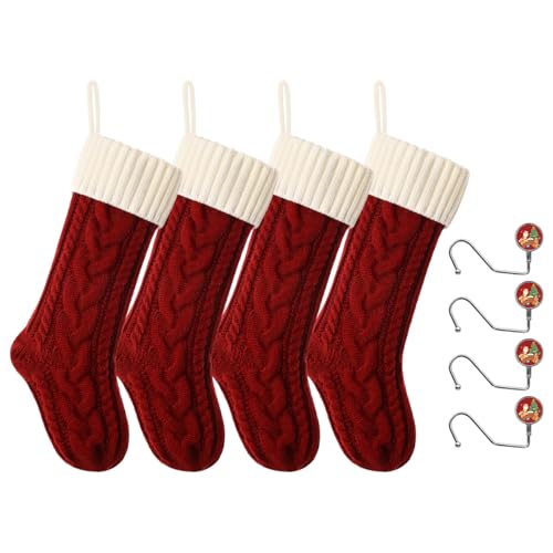 ZGCYSMHT Christmas Stockings 18 Inches Classic Cable Knitted Set Large