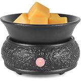mocosa Wax Melt Warmer Ceramic Wax Warmer,3-1 Candle Wax Warmer for Scented Wax Burner Electric Wax Melter as Gifts for Moms Grandma Women Girls(Black)