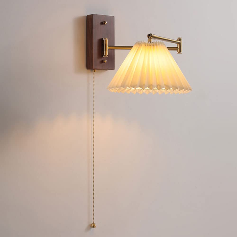 Appliques murales d'intérieur élégantes en cuivre avec bras oscillant pour lit de chambre
