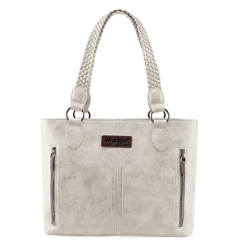 Wrangler Tote Bag for Women Multi Pockets shoulder bag western purse Medium leather like Handbags with Woven Top-Handle WG78-G8317BG - image 1