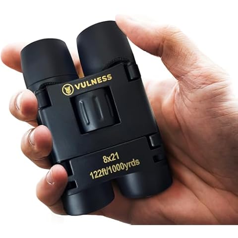 Binoculars for Adults | Compact Small Mini Travel Binocular for Bird Watching High Powered Electronics Cruise Ship Essentials Norwegian Alaska Must Haves Hiking Camping Gear a by VULNESS (Black, 8X21) Cover