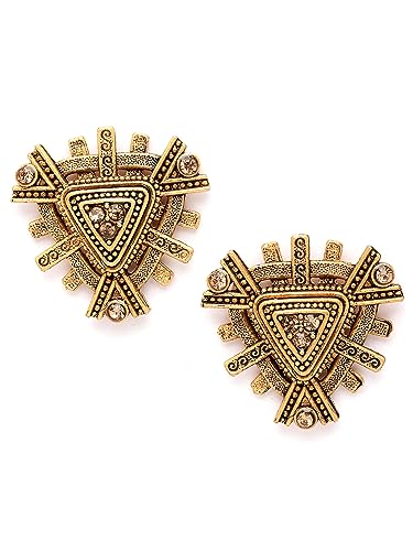 Image of Karatcart Silver Tone Diamond Shape Pink and Blue Carved Stone Studded Drop Earrings for Women