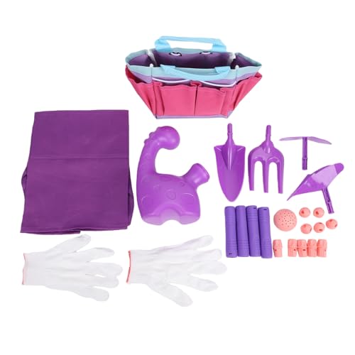 Outils de jardinage amusant violet complet avec tablier lavable et arrosoir résistant
