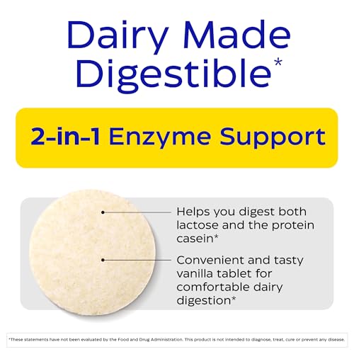 Image of Enzymedica DairyAssist Chewable Enzymes for Men & Women - 60 Tablets | Lactose Intolerance Support Supplement with Lactase Enzyme, Breaks Down Milk & Dairy, Helps Reduce Gas & Bloating
