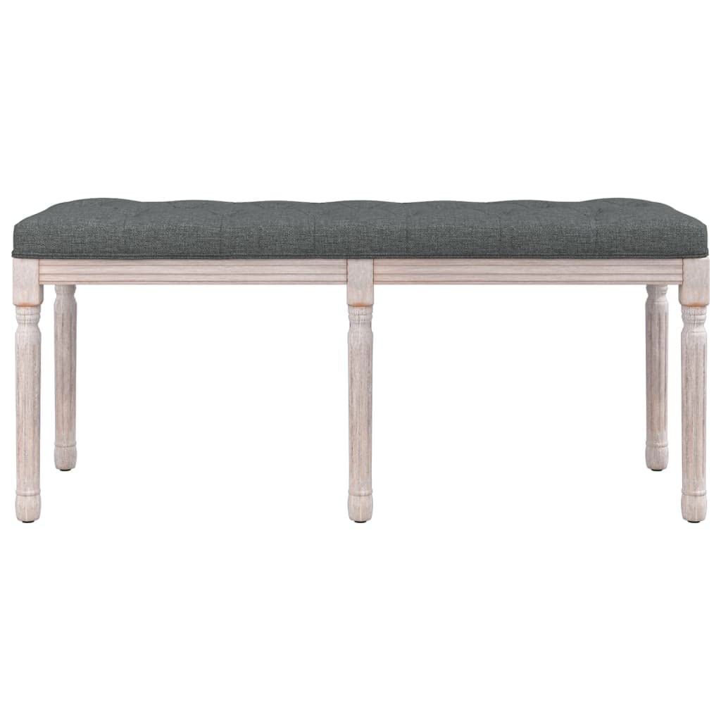 Ciemnoszara ławka do siedzenia z materiału, 110 x 40 x 49 cm, wyściełana nogami z litego drewna i filcowymi podkładkami, do przedpokoju, salonu, ławki fortepianowej w stylu vintage