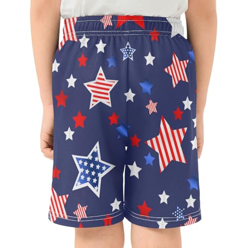American Flag Stars Pattern Boys Athletic Shorts Kids Basketball Shorts Gym Short for Summer S3