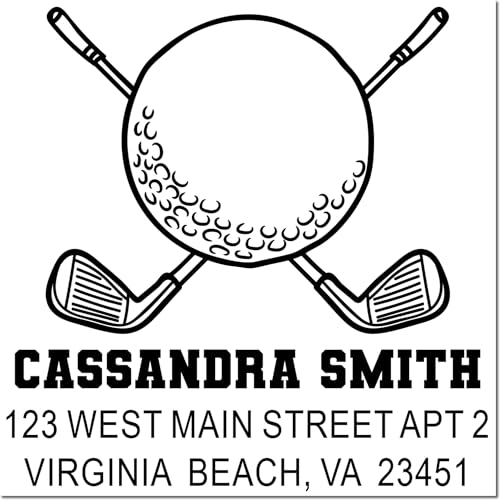 Image of Golf Enthusiast Design, Design Rubber Stamp for Card Making, Standard 1-5 /8 Square, Wood Handle, Enthusiasts and Craft Lovers, Custom Unique Golf-Themed Crafting Tool