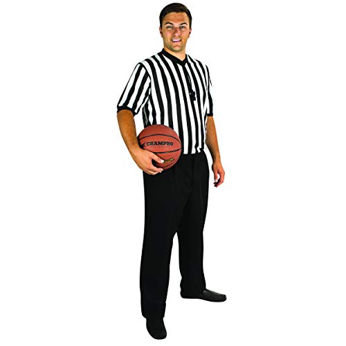 Image of CHAMPRO Basketball Referee Officials Dri-Gear Black White Jersey Shirt XS-3XL