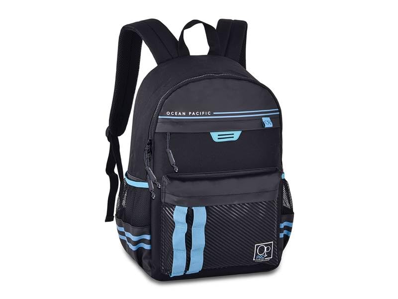Ocean Pacific Mochila Juvenil Masculina Clio, Preta com Detalhes Azuis