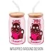 Silver Buffalo Sanrio Hello Kitty & Friends Chococat Chocolate Pink Glass Jar Tumbler with Bamboo Lid and Glass Straw, 16 Ounces
