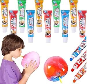 Magic Bubble Gum Balloons Toy Set (Pack of 6 Tubes), Colorful Stretchy Bubble Blowing Tubes with Straws, Outdoor Party Activity for Kids.-image-35